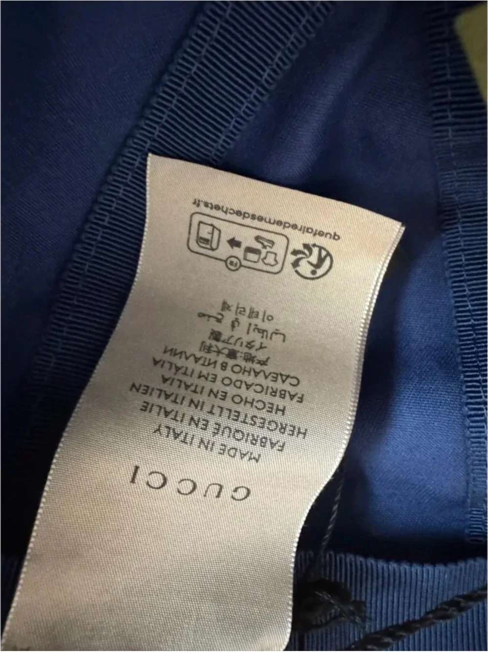 Gucci Blue Cap with Yellow Logo and 1921 Detail